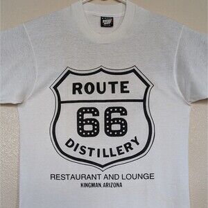 Vintage Get Your Kicks On Route 66 Medium T-Shirt Kingman Arizona Distillery AZ